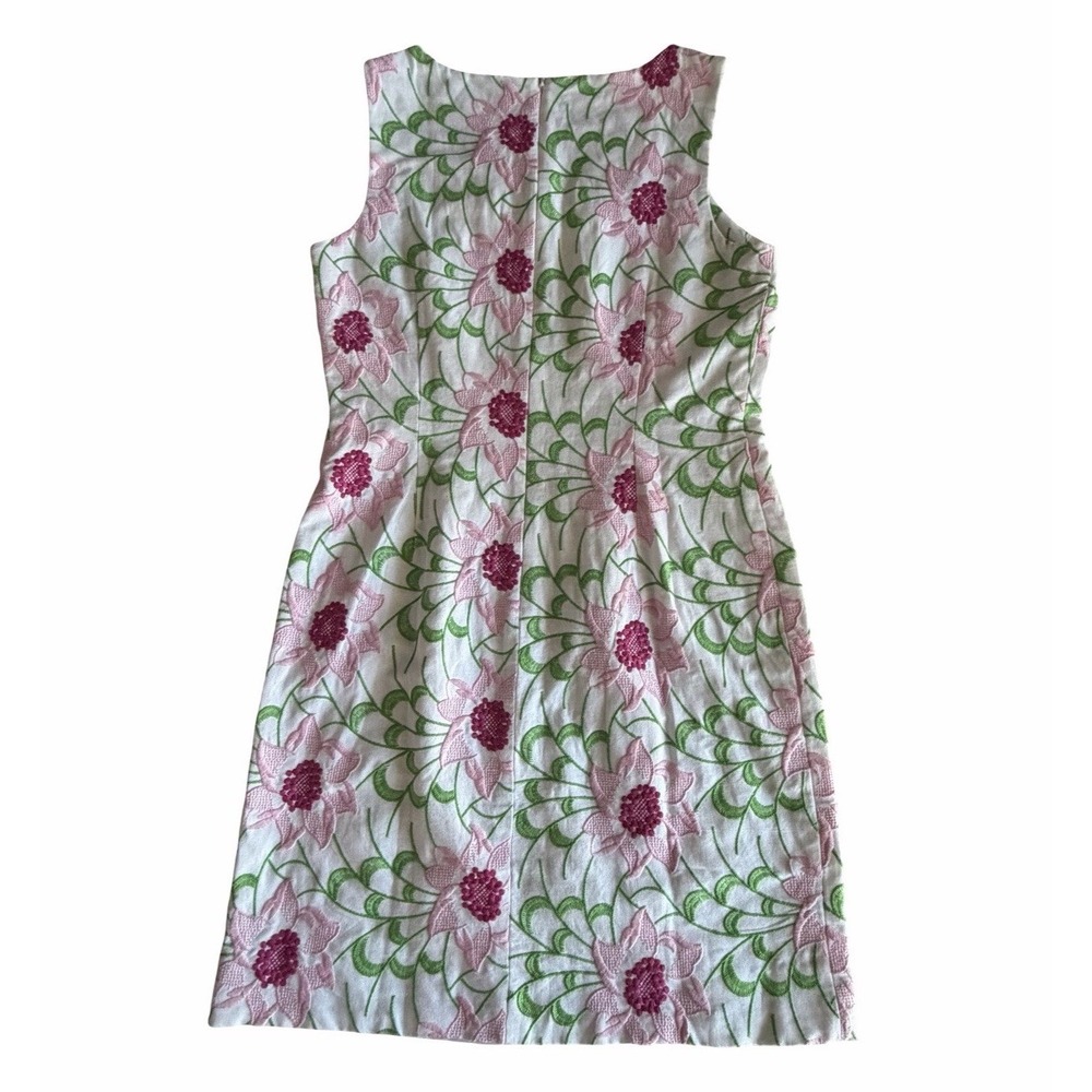 TALBOTS Embroidered Floral Shift Dress Sz 8 Garden Party Cottagecore Coquette ** - Picture 3 of 10